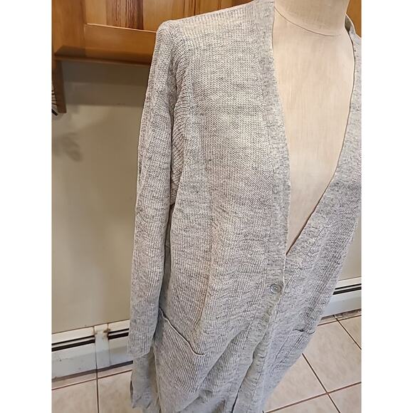 Eileen Fisher Long Linen Melange Pearl Cardigan Size 2x - Picture 2 of 14
